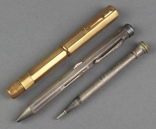 A silver plated Eversharp propelling pencil, a gilt fountain pen and a bridge marker