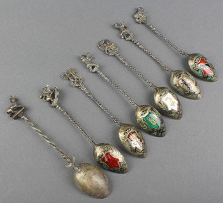 A set of 6 Continental 800 standard enamel teaspoons with fancy handles and 1 other 42 grams