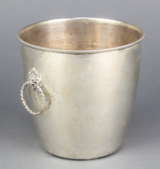 A continental 900 silver ice bucket with lion ring handles and strainer 280 grams
