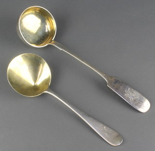 Two Russian silver ladles 350 grams