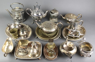 A Victorian silver plated spherical spoon warmer, a quantity of plated items