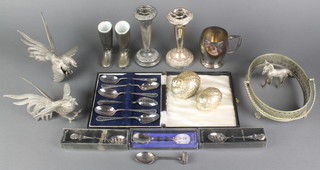 A Victorian silver plated dish stand and minor plated items 