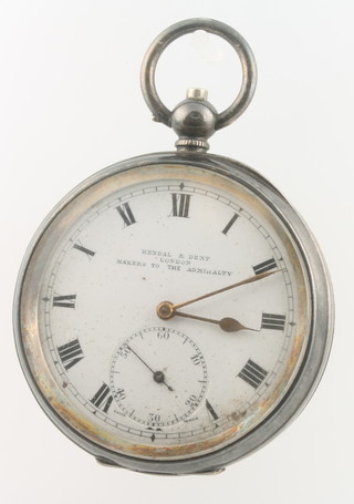 A gentleman's silver cased keywind pocket watch with seconds at 6 o'clock