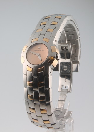 A lady's Maurice Lacroix steel and 18ct yellow gold quartz wristwatch with extra links, boxed and with paperwork 