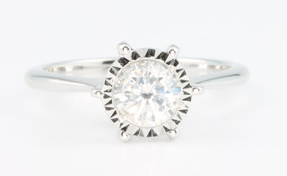 An 18ct white gold single stone diamond ring approx. 0.7ct, size L 