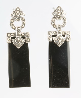 A pair of Art Deco style paste set earrings