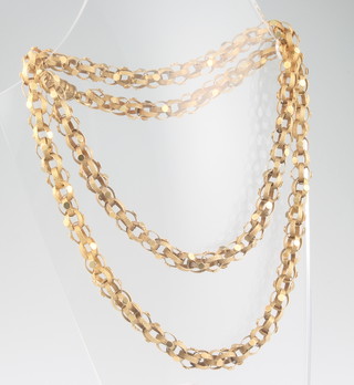A Victorian yellow gold fancy link necklace 18 grams, 