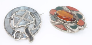 2 Scottish silver and hardstone brooches 