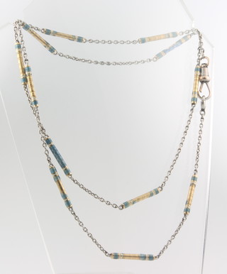 A platinum and gold pillar necklace with enamelled decoration