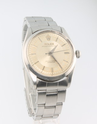 A gentleman's vintage Rolex Oyster Perpetual steel cased wristwatch no.6564 on a ditto bracelet