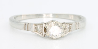 A white gold single stone diamond ring size L 1/2