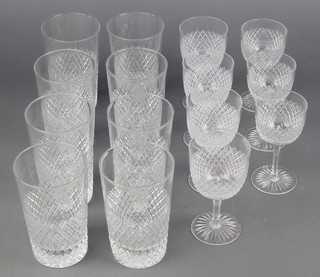 A quantity of Edwardian cut glass tableware comprising 8 beakers, 4 wines and 3 sherries