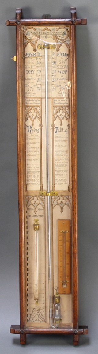 An Admiral Fitzroy barometer with replacement thermometer 
