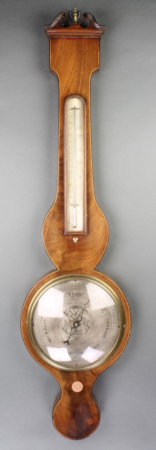 Brahams, Bristol & Bath, an 18th/19th Century mercury wheel barometer and thermometer, the 8" dial marked Brahams, Bristol & Bath contained in an inlaid mahogany case with broken pediment 