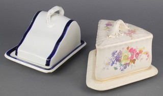 An Edwardian Booths blue and white cheese dish and cover, an Edwardian triangular ditto 