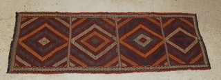 A Suzani Kilim runner with 4 diamond medallions to the centre 80" x 29" 