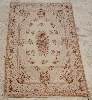 A cream ground Aubusson style floral patterned rug/panel 73" x 48" 