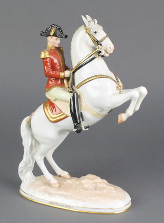 An Austrian figure of a rider on horseback 12" 