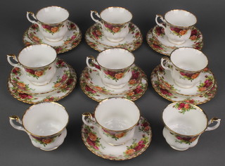A Royal Albert Old Country Roses part tea set comprising 9 tea cups, 7 saucers and 6 small plates
