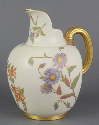 A Victorian Worcester blush porcelain jug decorated with flowers no. 1094 7 1/2" 