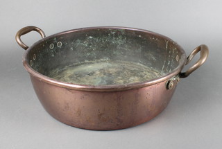 A 19th Century copper twin handled preserving pan 16" 