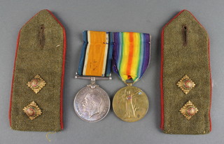 A pair British War medal and Victory medal to Lieutenant A W Hughes together with 2 Lieutenants epaulettes 