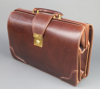 A Dents brown leather briefcase with gilt metal mounts 12"h x 17"w x 4"