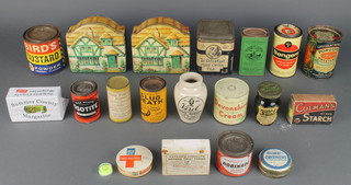A carton of Coleman's no.1 rice starch, a tin of chocolate-menier powdered chocolate sweetener, a tin of Corry's Slug Death, a tin of Slick brands Osotite liquid joining and various other tins