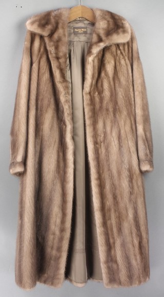 A lady's  full length brown mink coat by Charles Moss