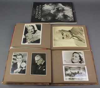 2 albums of 1930's black and white postcards and photographs of film stars, some bearing facsimile signatures including Reginald Dixon, Laura Robson, Arthur Askey, Alistair Sim, etc together with a Hollywood portraits calendar  