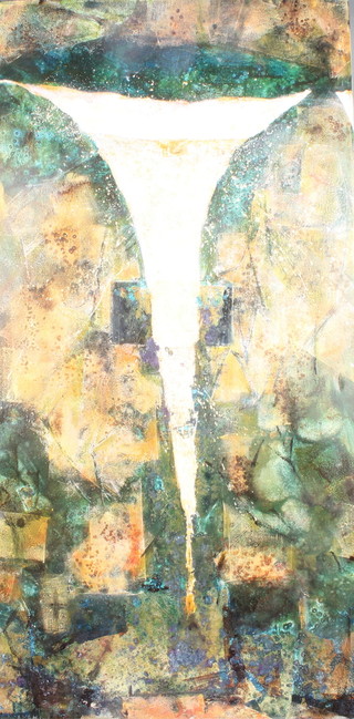 Alison Milner Gullant, abstract oils a pair, 39" x 19" 