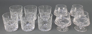 A set of 6 Waterford Crystal whisky tumblers together with 4 Tyrone cut glass brandies