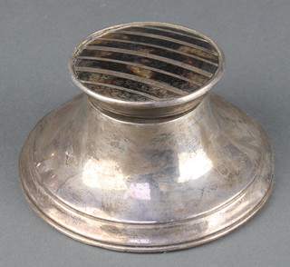 A silver and tortoiseshell inkwell of plain form Birmingham 1919 4 3/4" 