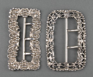 A Victorian silver buckle Chester 1895, another buckle, 89 grams