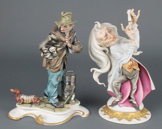 A Capodimonte figure of a doctor 9", ditto of a tramp 10" 