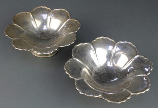 A pair of silver leaf shaped bon bon dishes Makers J B Chatterley & Son Birmingham 1944 234 grams