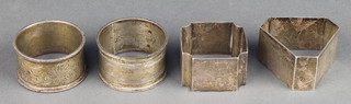 Four silver napkin rings 105 grams