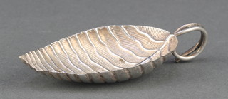 A George III silver novelty caddy spoon in the form of a leaf, Birmingham 1799 5.6 grams 