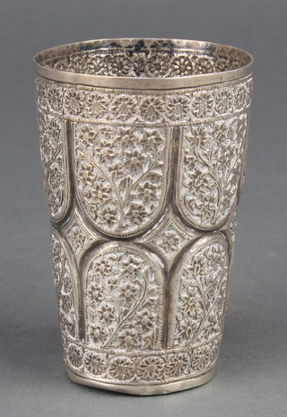 A Persian silver beaker floral decoration 38 grams