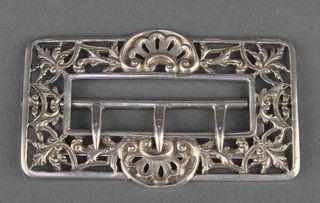 A Victorian cast silver buckle with shell and floral decoration Birmingham 1896 
