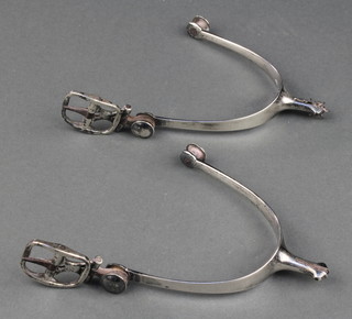 A pair of George III silver spurs of plain form, maker John Faux London 1776, 90 grams