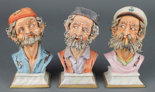 Three Capodimonte busts of gentlemen 5" 