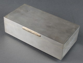 A rectangular  engine turned silver cigarette box Maker Sydney James Sparrow London 1957 7" x 3 3/4" 