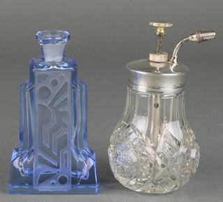 A silver plated mounted atomiser and glass scent bottle 