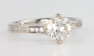 An 18ct white gold single stone diamond ring 1.14ct, size K, together with a EDR certificate 