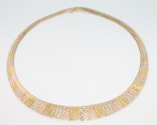 A 14ct 3 colour gold necklace 27.9 grams 