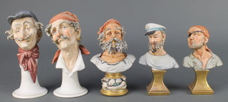 5 Capodimonte busts of gentlemen 