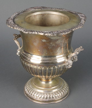 A silver plated 2 handled champagne cooler with demi-fluted decoration 