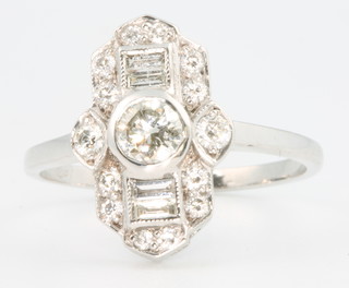 An 18ct white gold Edwardian style diamond set up finger ring approx. 0.75ct , size O 1/2