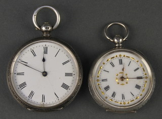Two Edwardian silver key wind fob watches 